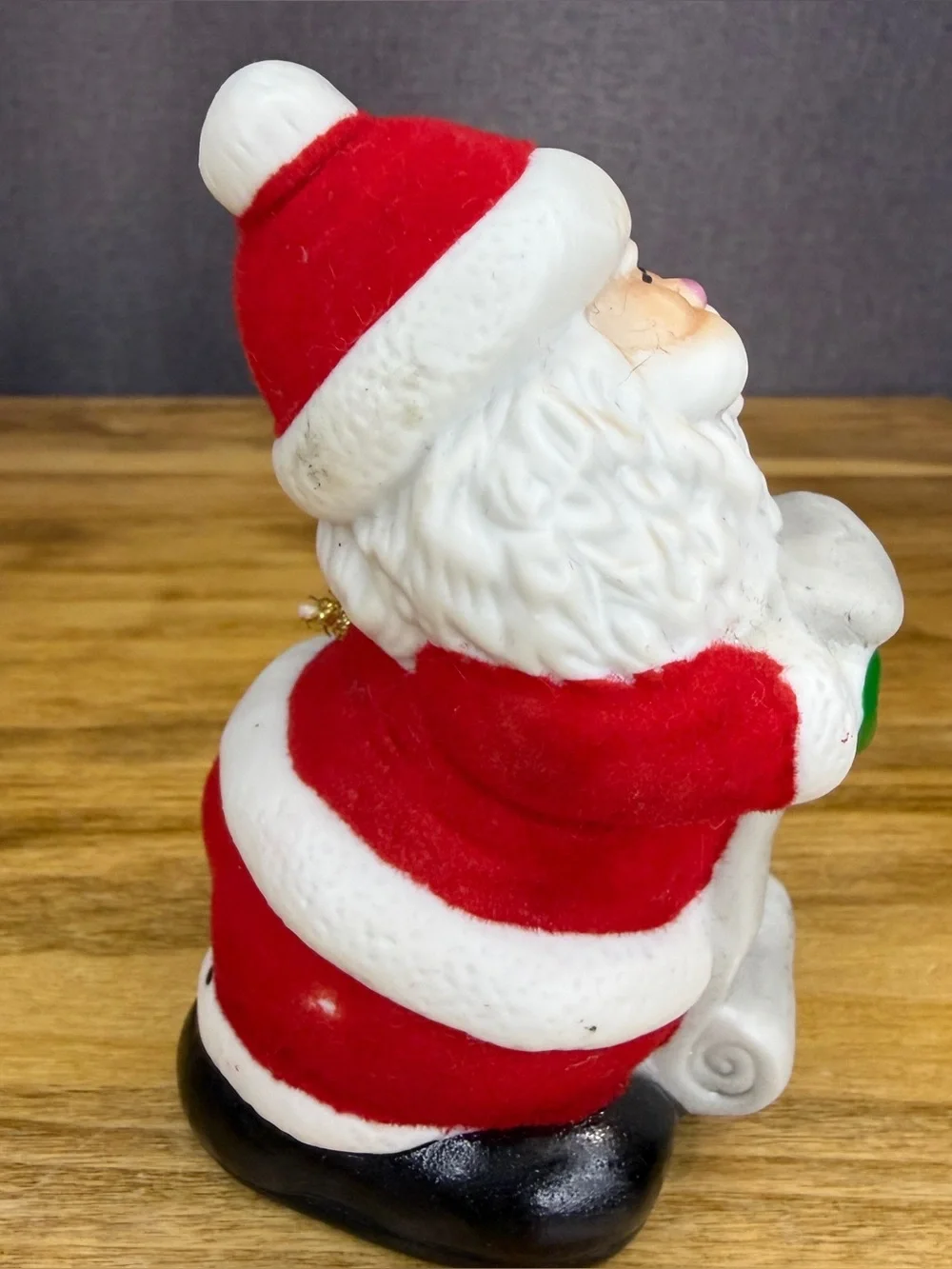 Vintage JASCO Two Christmas Bells Santa List Mrs. Claus Gingerbread Felt 5 inche